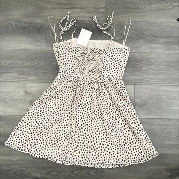 Lola Grace Womens Adjustable Strap Patterned Mini Dress-Ivory-Medium-NWT - Picture 7 of 8